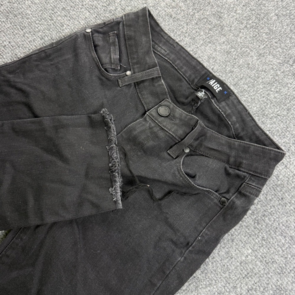Paige Verdugo Ultra Skinny Jeans Size 26 Black Raw Hem Denim Womens